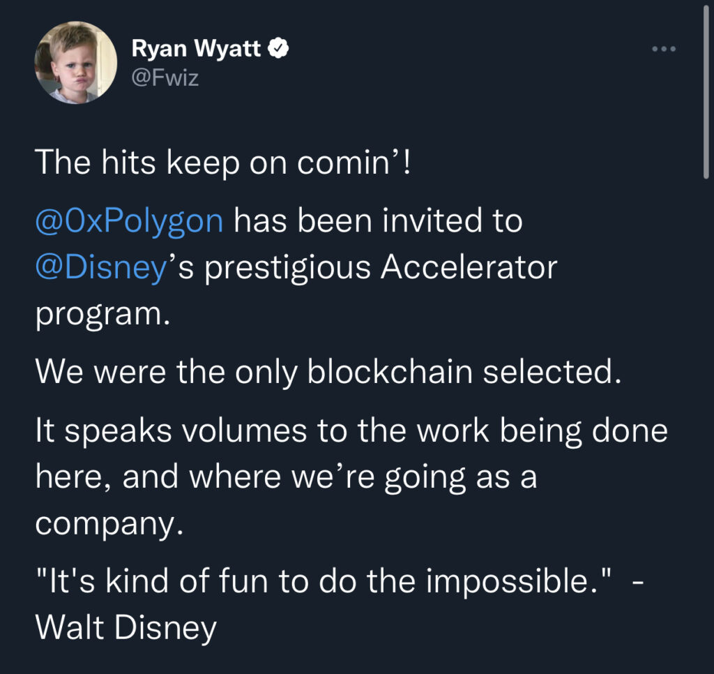 Polygon (MATIC), Disney Programına Katılacak!