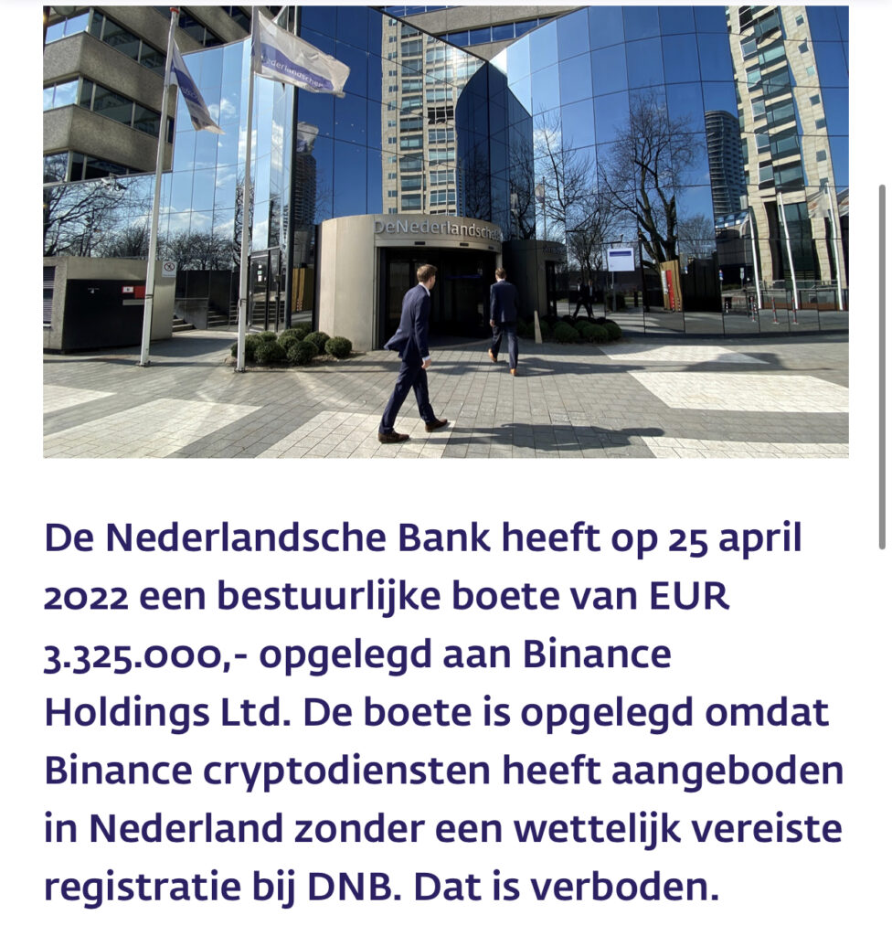 Hollanda Merkez Bankası, Binance Borsasına Para Cezası!