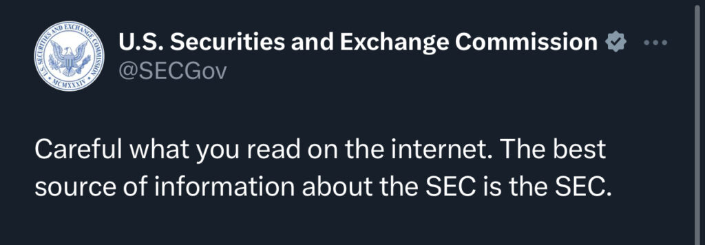 SEC, ETF Haberi Hakkında Uyarı Yayınladı