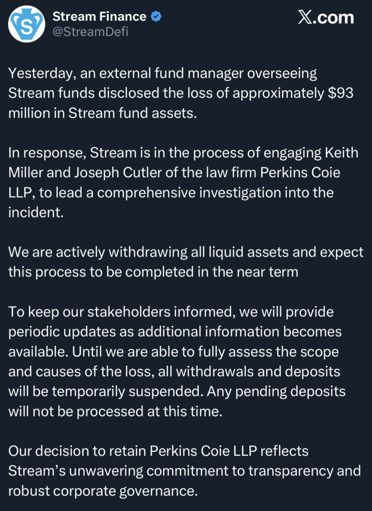 Stream Finance 93 Milyon Dolar Kaybetti: Para Çekme İşlemleri Askıya Alındı